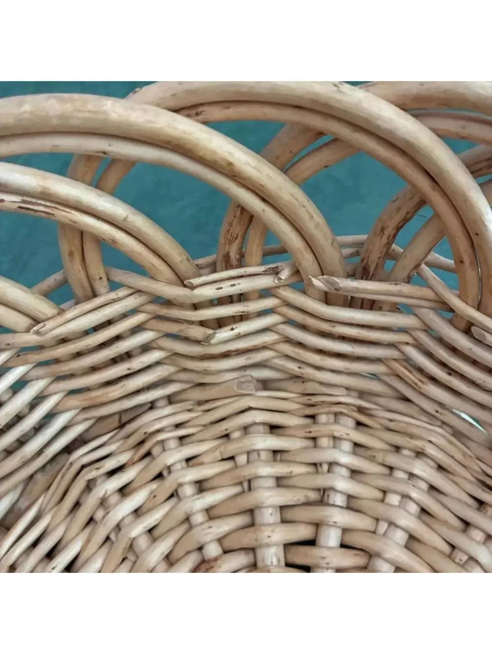 Vintage Crate & Barrel Willow Wicker Basket Open Loop Rim 12” Bowl